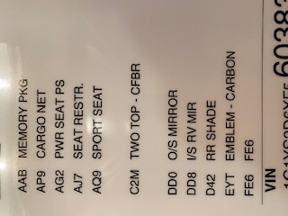 C6 Corvette RPO Code